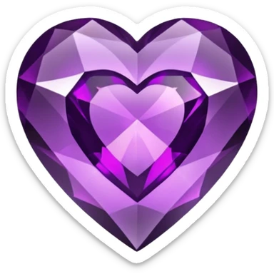 A purple gem heart with black center sticker