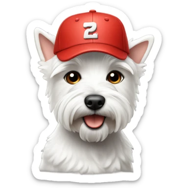 Westie wearing a red baseball cap  sticker