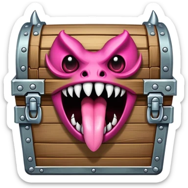 treasure chest monster mimic with sharp teeth and long tongue sticker