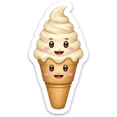 cono de helado de vainilla kawaii con ojitos sticker