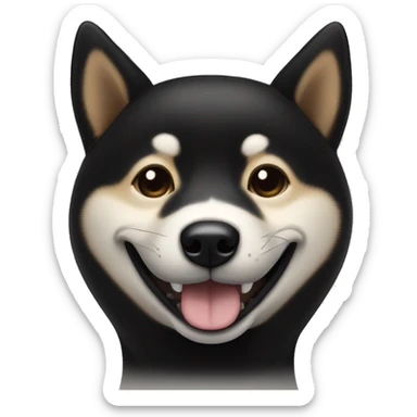 Black Shiba inu smile, eyes closed  sticker