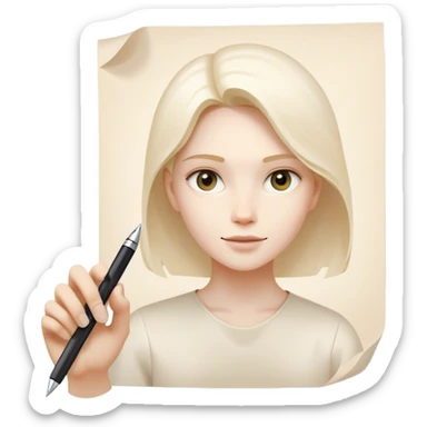 A future self, slightly translucent and glowing, reaches out from a paper, extending a pen toward the present self. The gesture is firm yet encouraging, symbolizing the act of breaking free from procrastination and taking control. The paper represents the unfinished task, and the glowing exchange  sticker