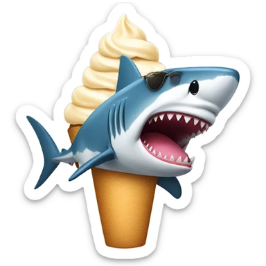 Shark with sunglasses and ice cream sticker