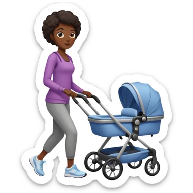 Dark skinned mom in Nike with a stroller  sticker