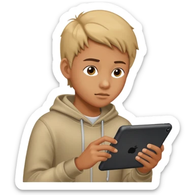 Teen gaming on tablet sticker