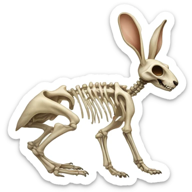 A full-length rabbit skeleton with crosses over its eyes sticker