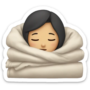 Asian girl sleeping in cozy blanket sticker