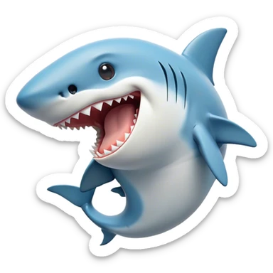 Cinematic Cute Yawning Shark Portrait Emoji, Head tilted slightly with a dramatic, wide-open yawn, showcasing a soft, streamlined body with gently drooping fins and eyes barely open in drowsy contentment, Simplified yet irresistibly adorable features, highly detailed, glowing with a soft, cozy glow, high shine, relaxed yet expressive, stylized with a touch of aquatic charm, bright and endearing, soft glowing outline, capturing the essence of a sleepy yet affectionate shark, so drowsy it feels like it could float right out of the screen and curl up for a nap! sticker