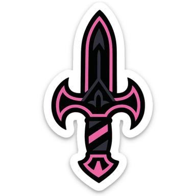 gothic knife, black and pink, vibrant toon style sticker