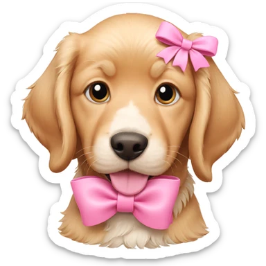 adorable dog with pink bow sticker