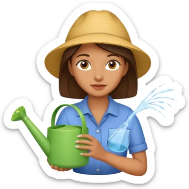 woman with watering pot sticker