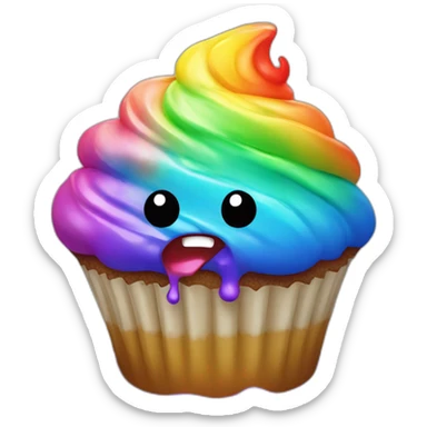Rainbow cupcake puking sticker