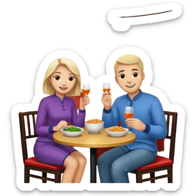 ligth couple having dinner at a chinese restaurant full body sticker
