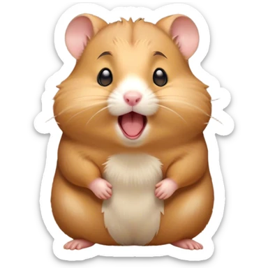 Cinematic Cute Yawning Brown Hamster Portrait Emoji, Head tilted slightly with a dramatic, wide-open yawn, showcasing a smooth, rich brown fur with tiny droopy ears, round dark eyes barely open in drowsy contentment, Simplified yet irresistibly adorable features, highly detailed, glowing with a soft, cozy glow, high shine, relaxed yet expressive, stylized with a touch of whimsy, bright and endearing, soft glowing outline, capturing the essence of a sleepy yet affectionate hamster, so drowsy it feels like it could stretch out of the screen and curl up for a nap! sticker