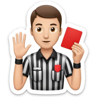 Referee holding red card sticker