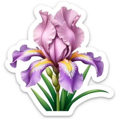 big bouquet Soft Pink Iris, luxuriant, leaf, bud sticker