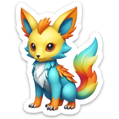 Cute cool colorful fantasy animal hybrid Fakemon full body sticker