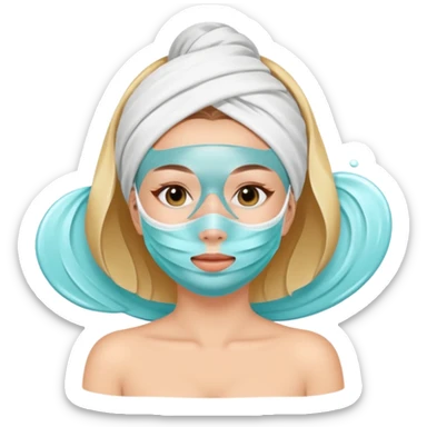 Lady with face mask spa beauty full face relaxing sticker
