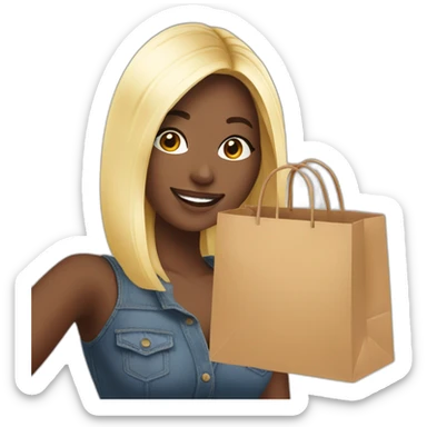 influencer taking selfie with a shopping bag sticker