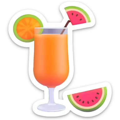 melón carajillo drink with coffee, brandy, and melon slice garnish sticker