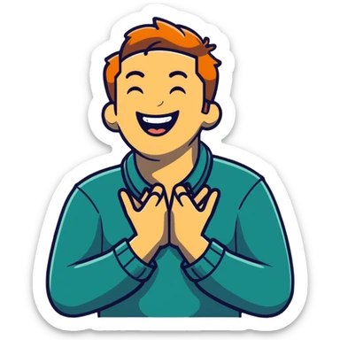 man with hands on neck laughing  sticker