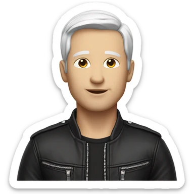 I want an emoji of a white-skinned man, wearing a black leather jacket. He must be looking at the sky. sticker