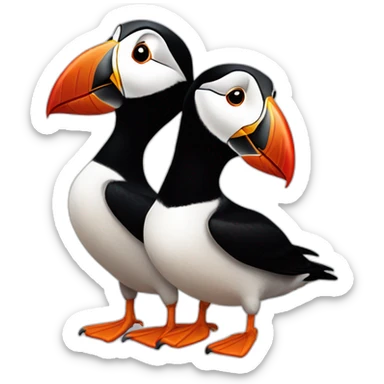 Two cuddling puffins sticker