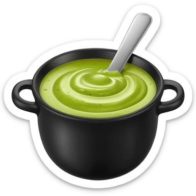 green sauce on a black cup sticker