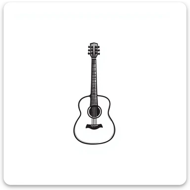 hand-drawn acoustic guitar with strings and sound hole sticker