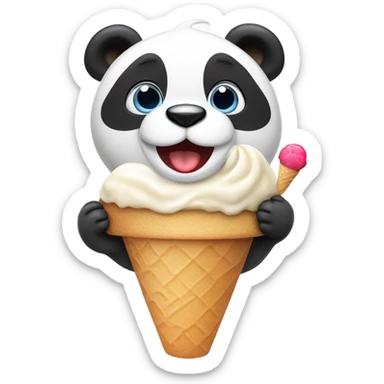 Panda eating ice cream sticker