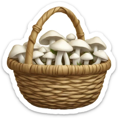 Basket of white mushrooms  sticker
