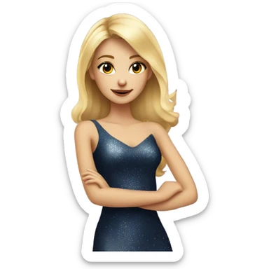 Blonde girl in dress at New Year’s party sticker