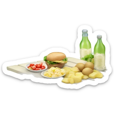 picnic table with potato salad sticker
