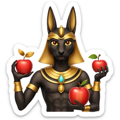 anubis god with an apple sticker