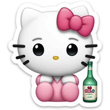 Hello kitty sobbing tears with alcohol hello kitty sticker
