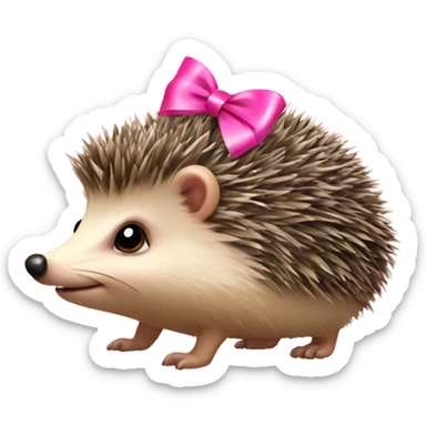 hedgehog with a pink bow sticker