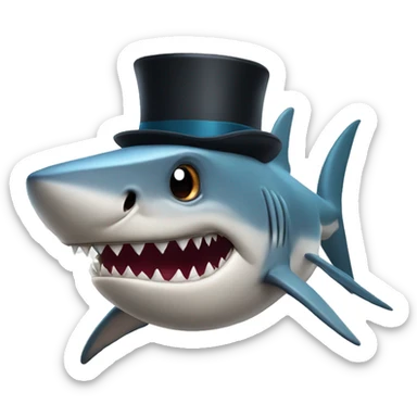 Shark with a top hat sticker