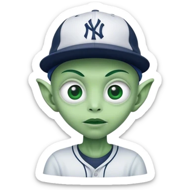 Alien with a Yankees hat sticker