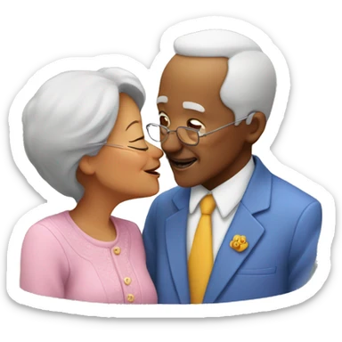 two grandparents kissing sticker