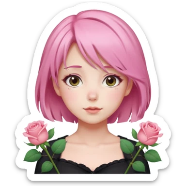 Gorgeous pastel pink anime lady roses with blushy cheeks sticker
