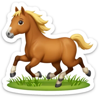 cute horse running on the grass sticker
