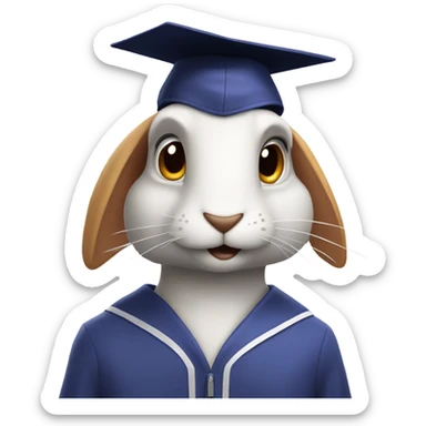 fast rabbit profile graduation hat sticker