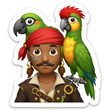 maak een pirate die en papegaai op zijn schouder heeft sticker