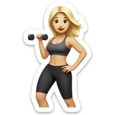 Blonde girl working out to lose weight. She is gorgeous curvy girl sticker