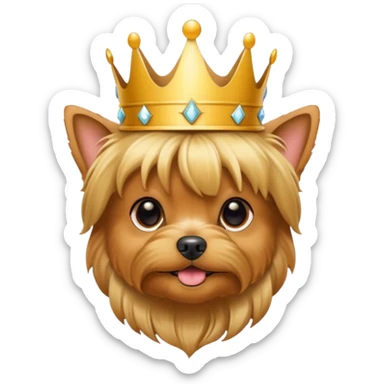 Cute Yorkshire terrier golden coloring wearing crown sticker