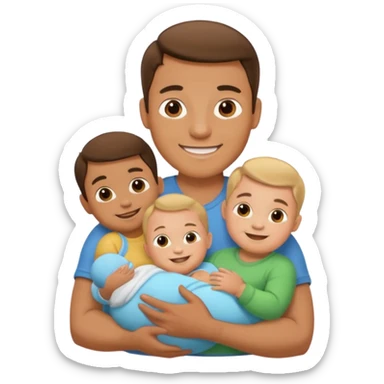 man with three babies sticker