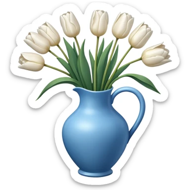White tulips Flowers in a blue vase sticker