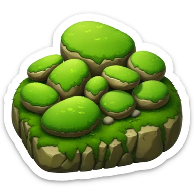 A patch of bright moss covering smooth forest stones.









































 sticker