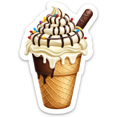 Thai rolled ice cream with colorful toppings in a cup sticker