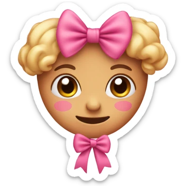 pink cute heart bow sticker